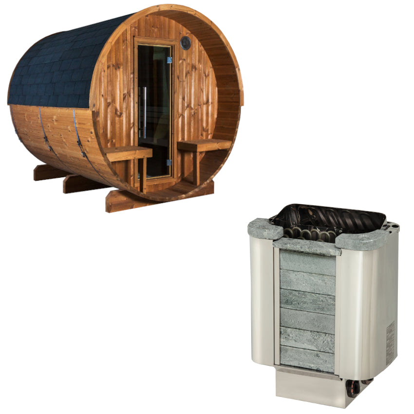 Sentiotec Sauna Set Kaski 240 Panorama mit Saunaofen Cumulus inkl. Steuerung | klimaworld.com