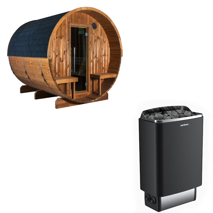 Sentiotec Sauna Set Kaski 240 Panorama mit Saunaofen 100 inkl. Steuerung | klimaworld.com