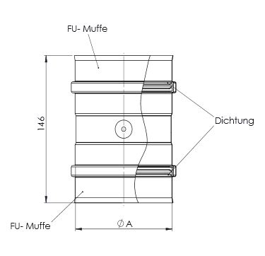 Pellet Kesselanschluss mit Doppelmuffe DN 80mm