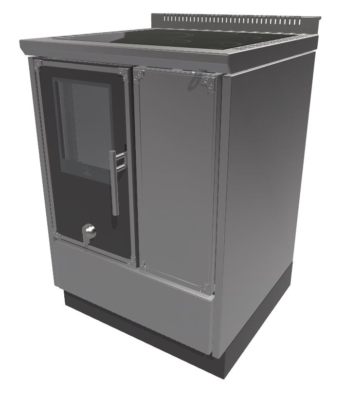 Holzherd Beistellherd KE60W KitchenKamin Farbe Edelstahl