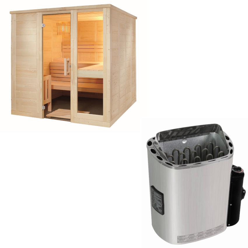 Sentiotec Sauna Set Komfort Large mit Saunaofen Scandia Next inkl. Steuerung | klimaworld.com
