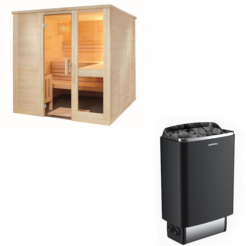 Sentiotec Sauna Set Komfort Large mit Saunaofen 100 inkl. Steuerung | klimaworld.com