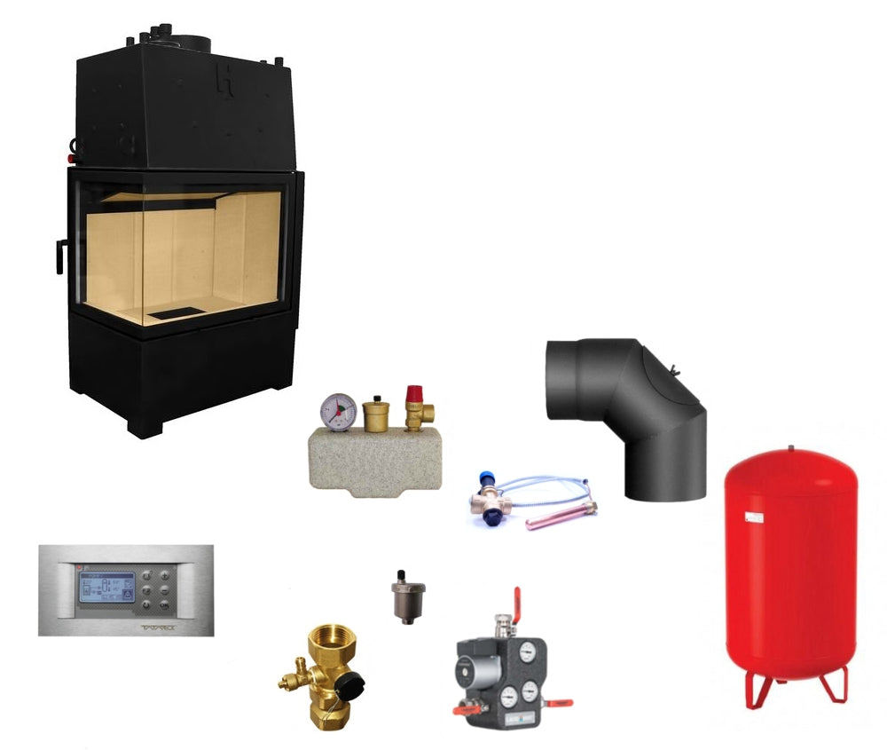 Wasserführender Kamineinsatz Hajduk Volcano WL12 12kW Komplettset 1 