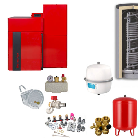 Thermoflux Pellflux Lambda 24 Heizungsset mit Pelletheizung, Hygienespeicher, Ausdehnungsgefaessen, Ventilen, Pumpen und Montagematerial | Klimaworld.com