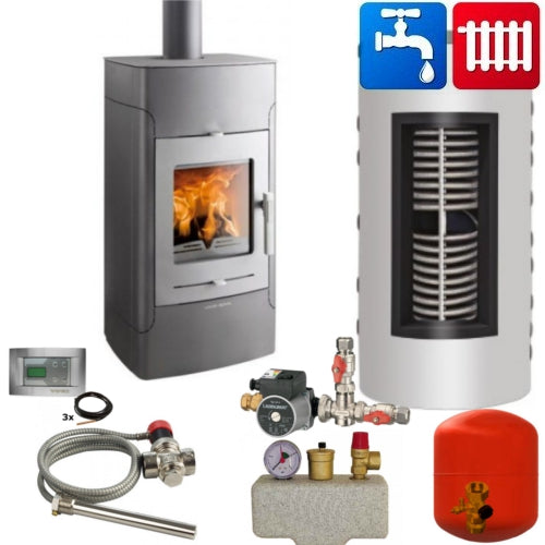 Haas+Sohn wasserführender Kaminofen Belaqua 468.19-WT komplett Set