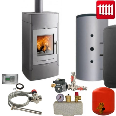 Haas+Sohn wasserführender Kaminofen Belaqua 468.19-WT komplett Set