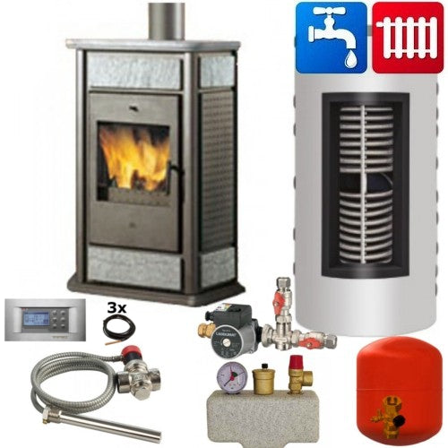 Kaminofen wasserführend Klima CS 15kW Edilkamin Basic komplett Set