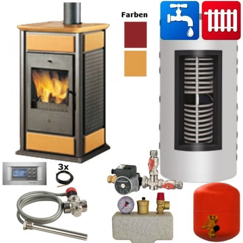 Kaminofen wasserführend Warm CS Basic 15kW Edilkamin komplett Set