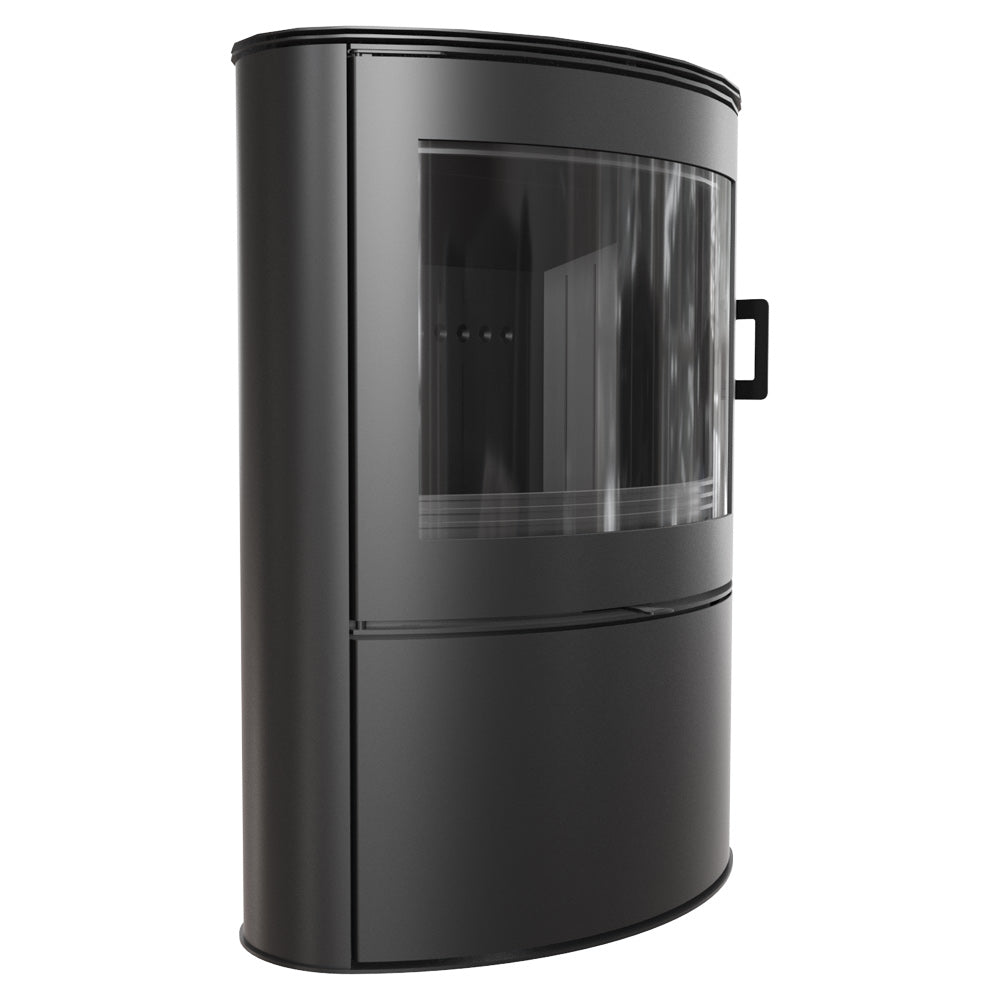 Kratki Kaminofen Koza AB S/2/BLACK | gebogene Scheibe | 10 kW 
klimaworlv.com