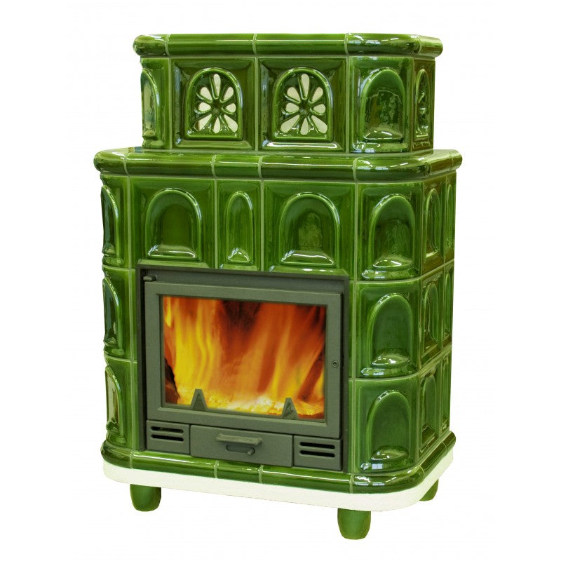 KRETZ | Kachelofen POEZIE | grün | mit Kamineinsatz L 503 | 7 kW ➔ klimaworlv.com