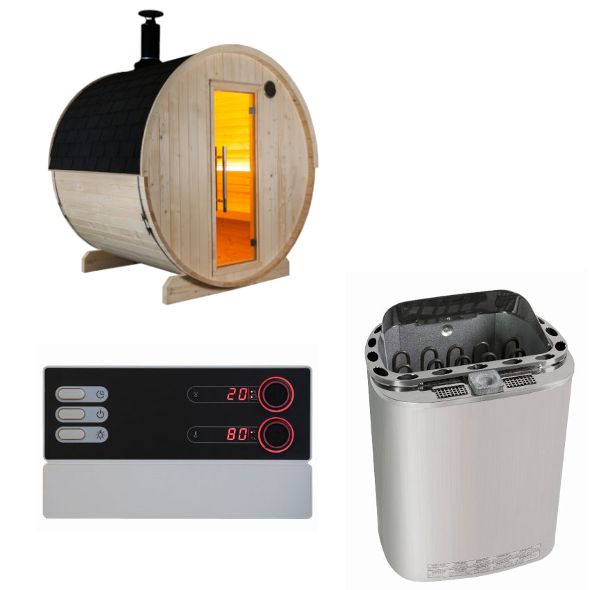 Sentiotec Sauna Set Kuusi 180 mit Saunaofen Scandia Next Combi und Steuerung Pro B3 | klimaworld.com