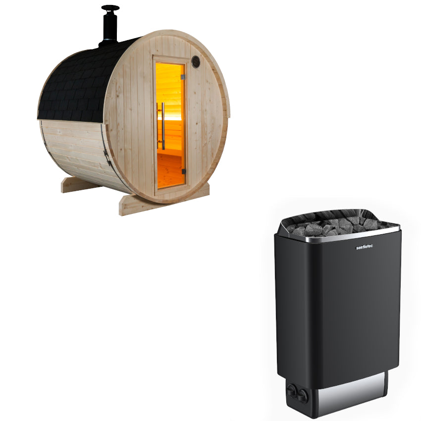 Sentiotec Sauna Set Kuusi 180 mit Saunaofen 100 inkl. Steuerung | klimaworld.com