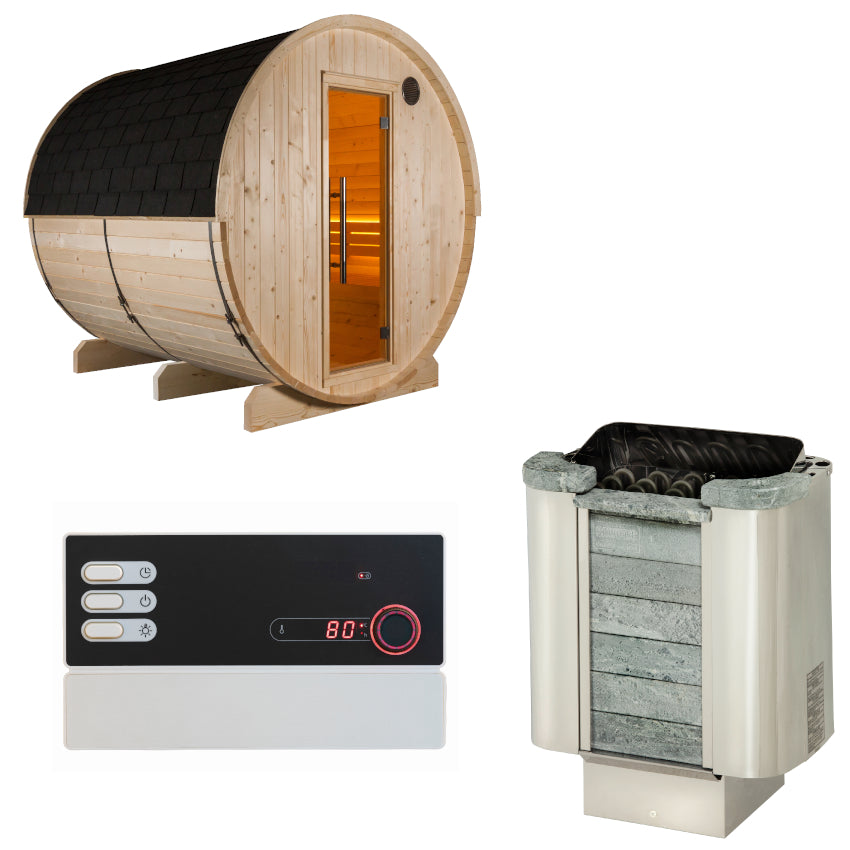 Sentiotec Sauna Set Kuusi 220 mit Saunaofen Cumulus und Steuerung Pro B2 | klimaworld.com
