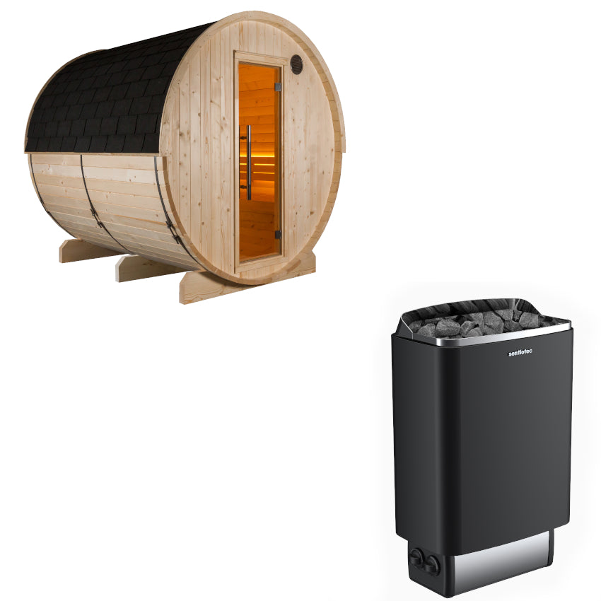 Sentiotec Sauna Set Kuusi 220 mit Saunaofen 100 inkl. Steuerung | klimaworld.com
