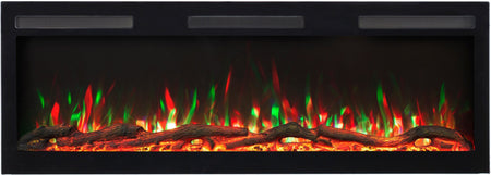 Aflamo Elektrokamin Majestic Pro 183 rot-grün mit Holz | klimaworld.com