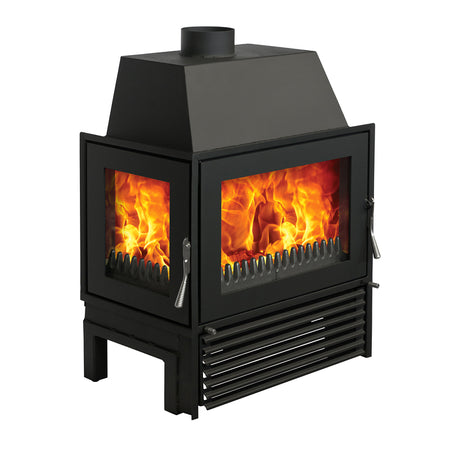 Warmluft Kamineinsatz Malaga II Eckglas links Frontansicht