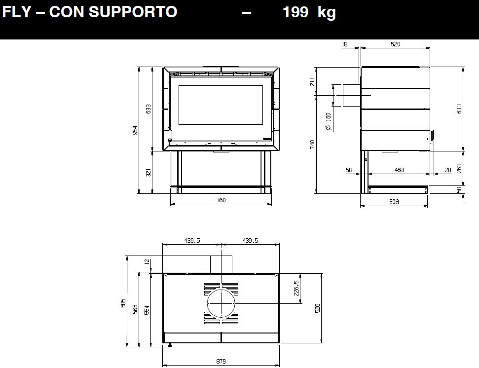 Kachelofen La Nordica Fly con supporto 9kW