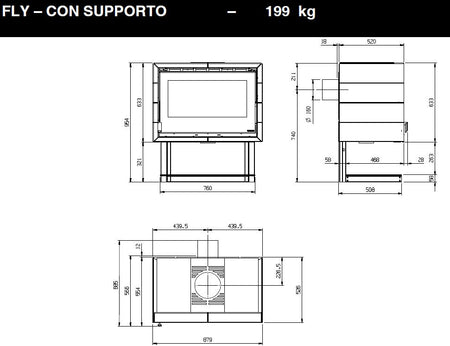 Kachelofen La Nordica Fly con supporto 9kW