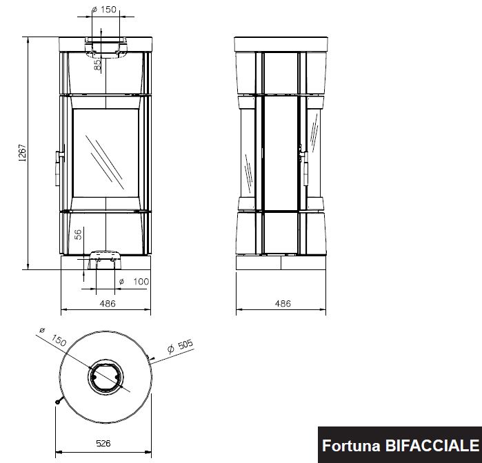 Holzofen Serie Carillon La Nordica Fortuna Bifacciale 8kW