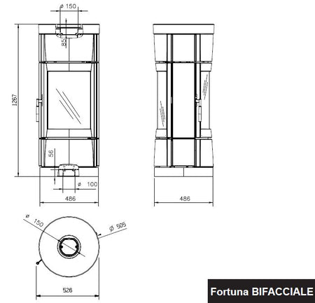 Holzofen Serie Carillon La Nordica Fortuna Bifacciale 8kW