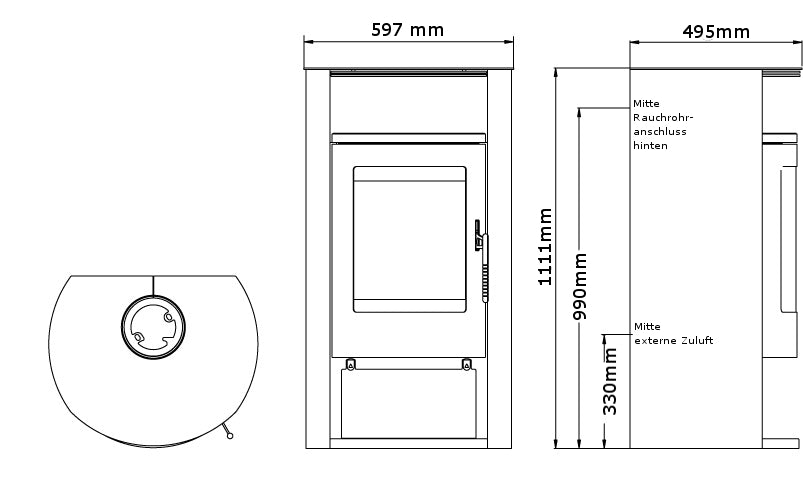 Warmluft Kaminofen Florida Tinjan 6,5 kW Holzdesign
