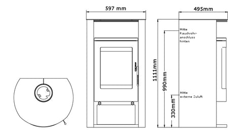 Warmluft Kaminofen Florida Tinjan 6,5 kW Holzdesign