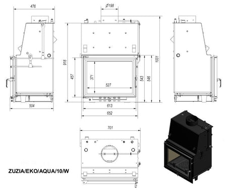 Kamineinsatz wasserführend Zuzia EKO Aqua 9 Kw Kratki 