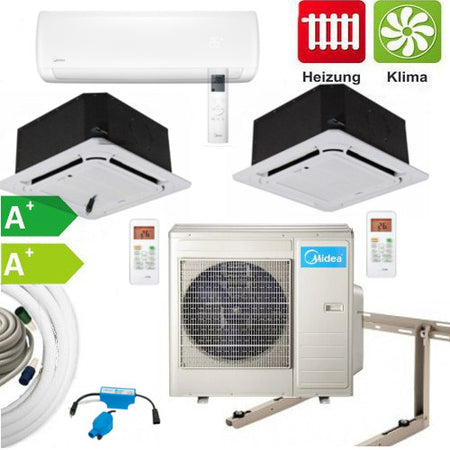 Midea Multisplit Set Außengerät mit Deckenkassette 2,6 kW + Wandgerät 3,5 kW 