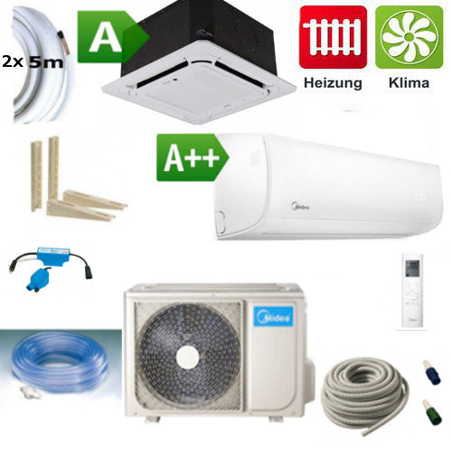 Midea Multisplit Set Außengerät mit Deckenkassette 2 kW + Wandgerät 2.6 kW