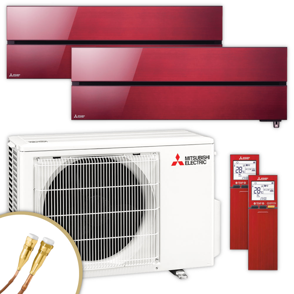 Mitsubishi Multisplit Klimaanlage Set MSZ-LN | 3,5 kW + 3,5 kW | Ruby Red | klimaworld.com