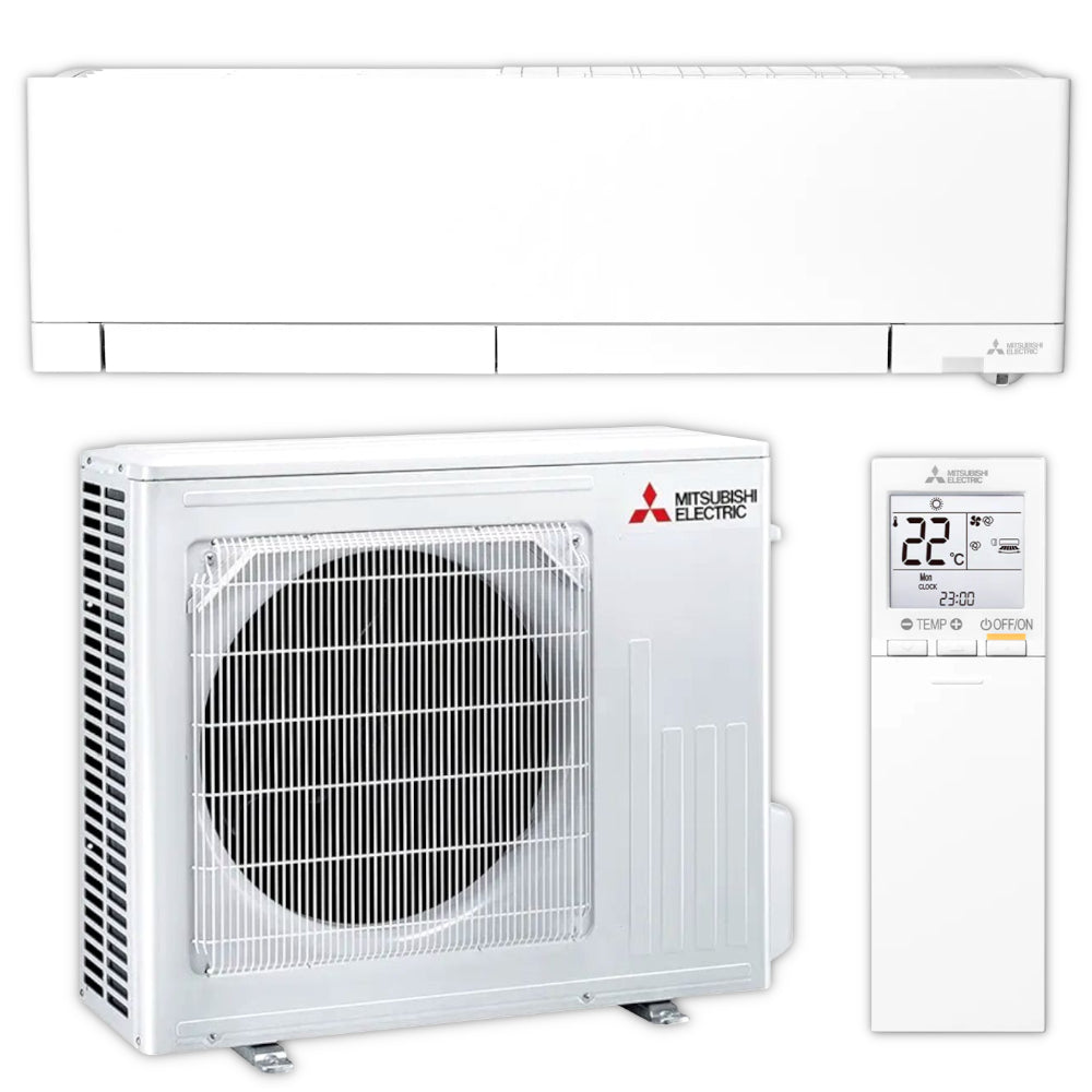 Mitsubishi Hyper-Heating-Wandgeraet MSZ-RZ Set mit weissem Innengeraet, Aussengeraet und Fernbedienung | Klimaworld.com
