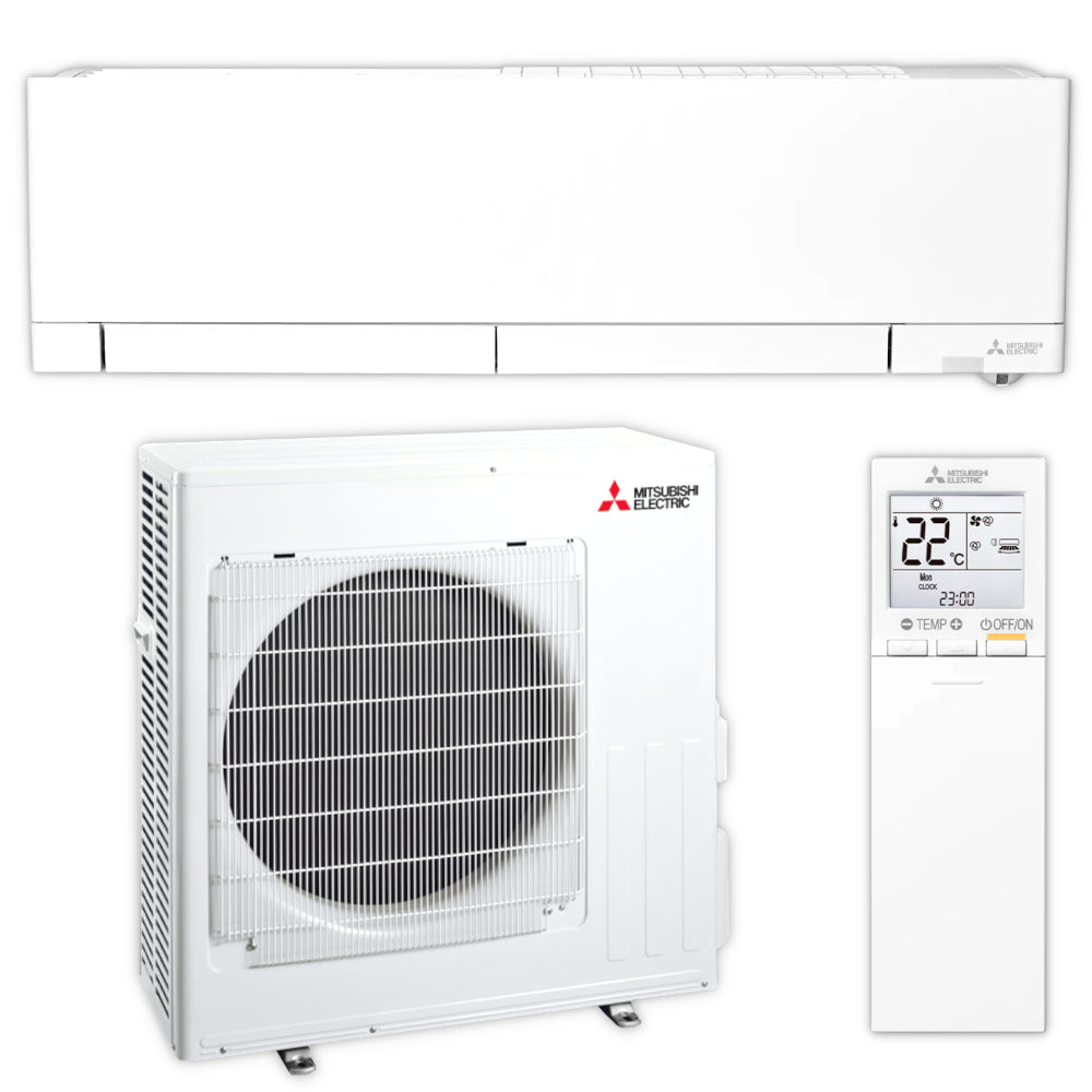 Mitsubishi Hyper-Heating-Wandgeraet MSZ-RZ Set mit weissem Innengeraet, Aussengeraet und Fernbedienung | Klimaworld.com