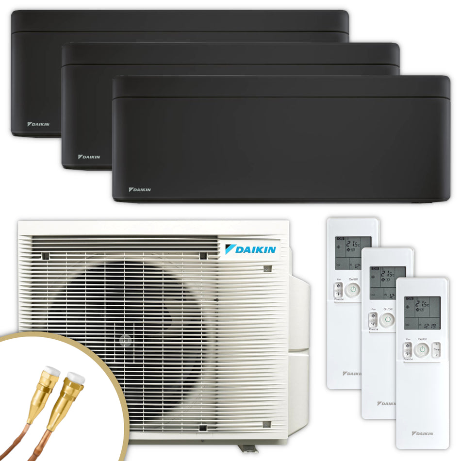Daikin Stylish C-Serie Set mit drei Wandgeraeten, Aussengeraet, Fernbedienungen und Kaeltemittelleitungen | Klimaworld.com