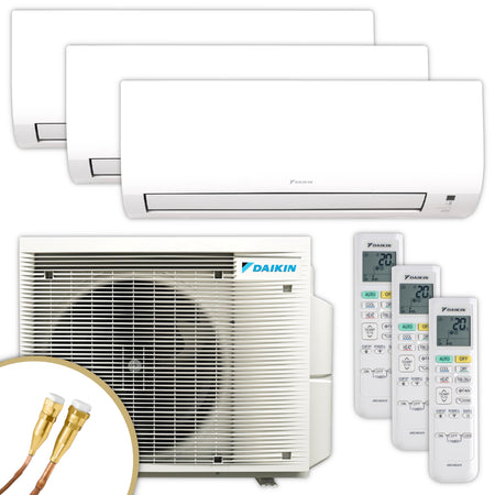 drei Daikin Comfora Wandgeraete mit 3MXM68A9 Aussengeraet, und drei Fernbedienungen | Klimaworld.com
