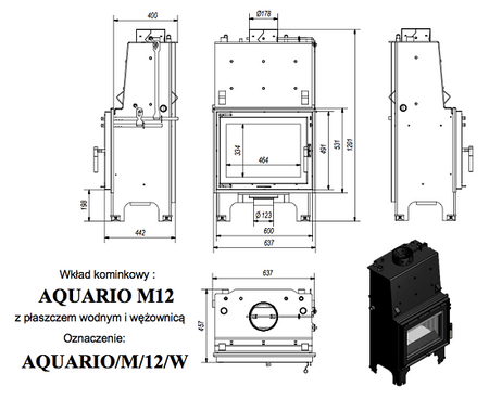 Kamineinsatz wasserführend Aquario M12 Kw Kratki