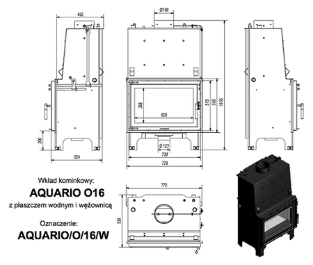 Kamineinsatz wasserführend Aquario AO16 Kw Kratki