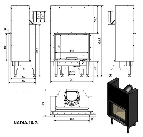 Warmluftkamineinsatz Kratki Nadia 10, hochschiebbar,10kW