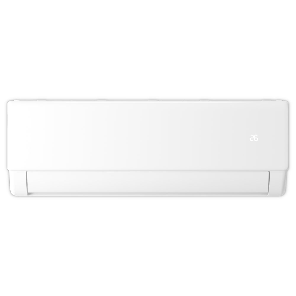 KlimaWorld NEXA S5 E INVERTER Wandgeraet mit abegrundeten Ecken und Temperaturanzeige in Weiss | Klimaworld.com