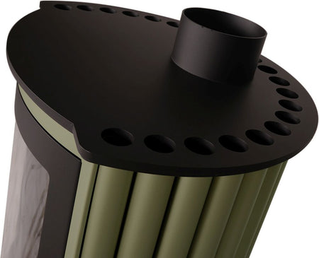 HS Flamingo Warmluftofen Masterfalmme Piccolo II in Gruen, Detail | Klimaworld.com