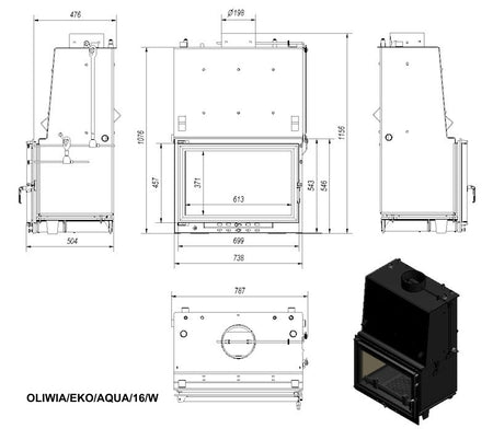 Kamineinsatz wasserführend Oliwia EKO Aqua 16 Kw Kratki 