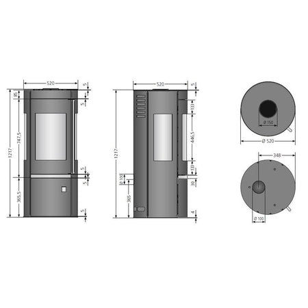 ORANIER | Corso Tre | Kaminofen | Maße | Dauerbrandofen | 6.0 kW 