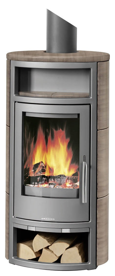 Oranier Polar 4 Korpus Stahl Schwarz mit Kachel Grappa Kaminofen 5 kW