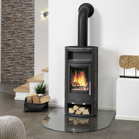 Oranier Polar 4 Korpus Stahl Schwarz mit Kachel Kaminofen 5 kW