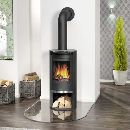 Oranier Rota Stahl Schwarz mit Abdeckplatte Glas Kaminofen 5 kW 