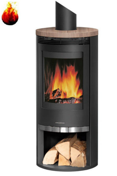 Oranier Rota Stahl Schwarz mit Abdeckplatte Keramik Grappa Kaminofen 5 kW
