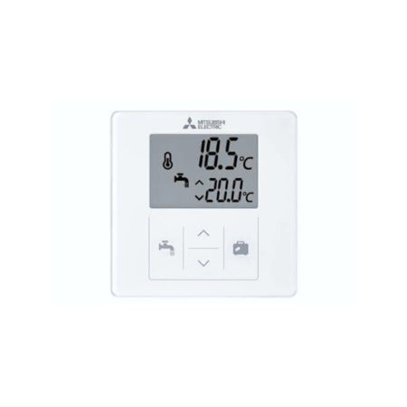 Weisse Mitsubishi Funkfernbedienung mit Display Beispiel 18,5 Grad | klimaworld.com