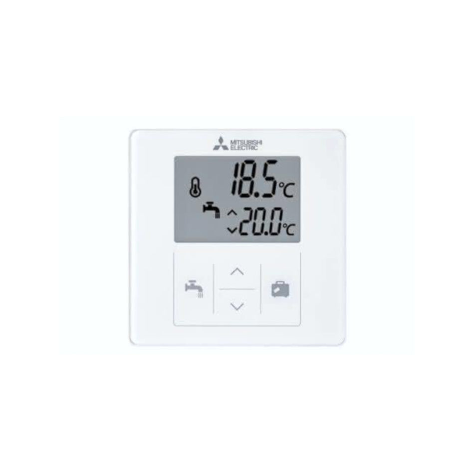 Weisse Mitsubishi Funkfernbedienung mit Display Beispiel 18,5 Grad | klimaworld.com