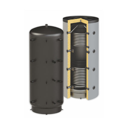 Beispiel mit Isolierung - ThermoFlux Pufferspeicher PBM-RR 300 | ohne Isolierung | 2 WT  | klimaworlv.com
