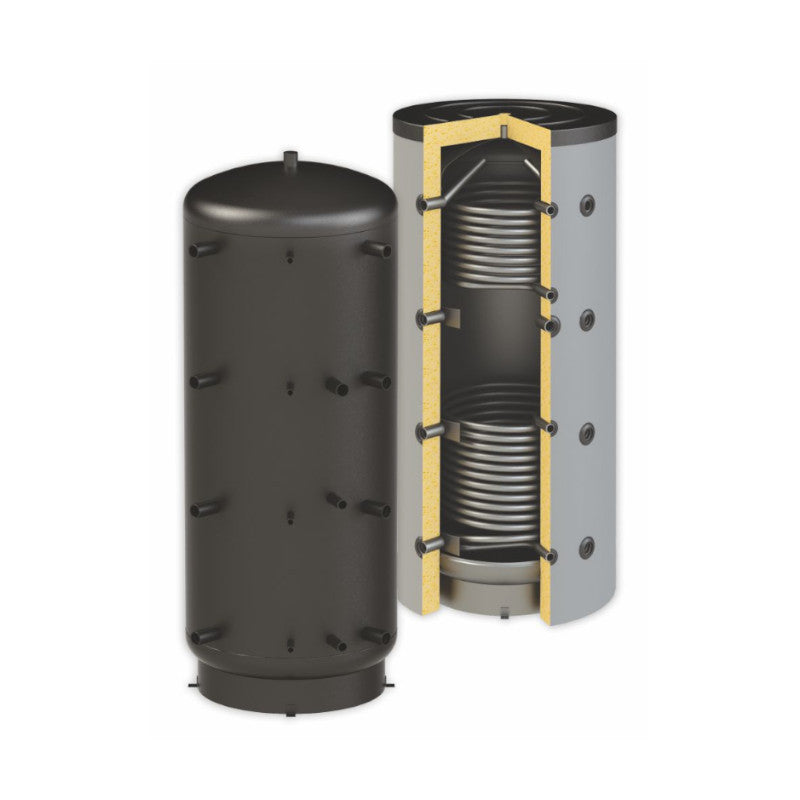 Beispiel mit Isolierung - ThermoFlux Pufferspeicher PBM-RR 500 | ohne Isolierung | 2 WT  | klimaworlv.com