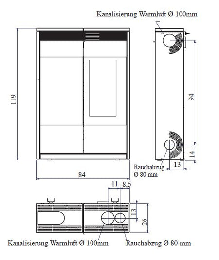 Pelletofen EdilKamin Kelly 9 kW mit Fernbedienung Slim-Line